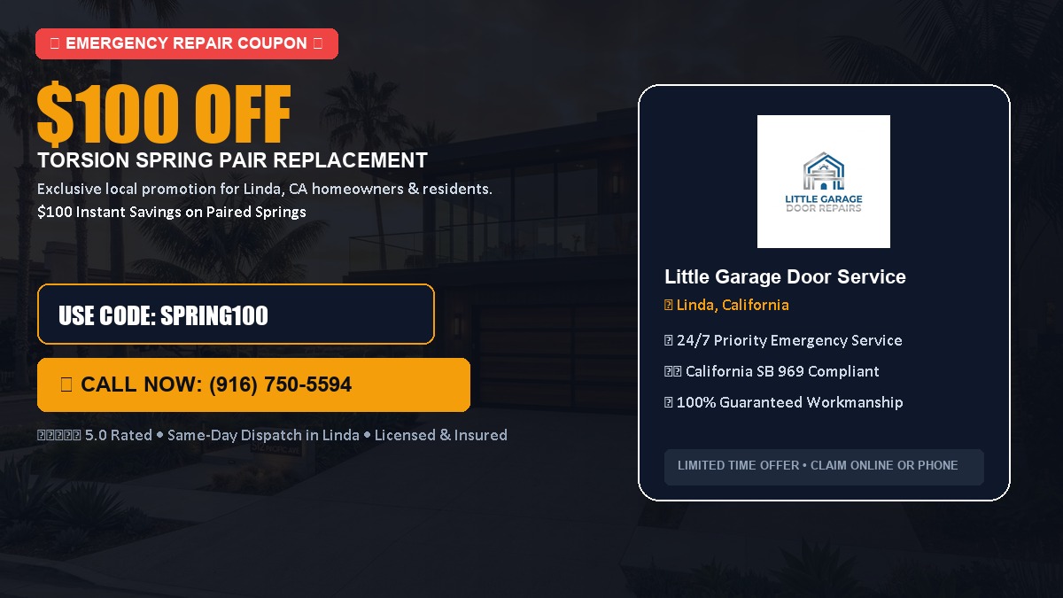 $100 OFF Heavy-Duty Torsion Spring Pair Replacement in Linda, CA
